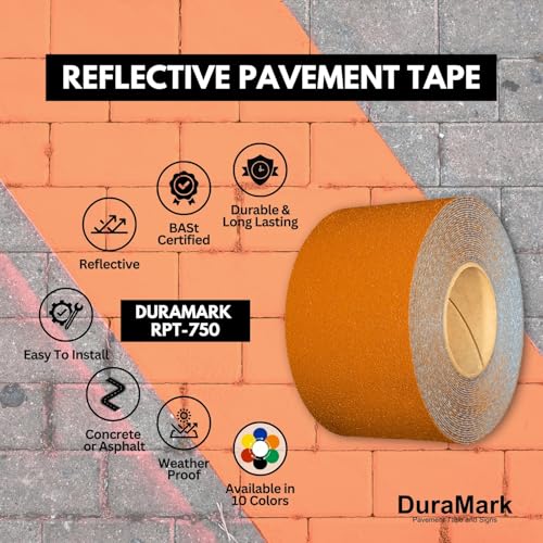 DuraMark RPT-750 Reflective Pavement Marking Tape, Orange, 4 in x 36 ft - color: Orange, size: 4 Inch x 36 Ft