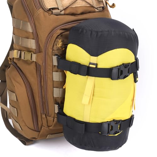 Tactical MOLLE/PALS Backpack Attachment Straps - Adjustable G-Hook Tie Downs, Non-Slip Cam Buckle, for Rucking, Hunting, Hiking, Camping, Tripod & Sleeping Gear (7.5-22 in) (Purple, 2-Pack) - size: 2-Pack, style: Purple
