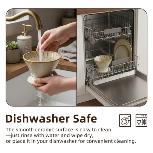 DIF DECO Ceramic Pour Over Coffee Dripper, Reusable Porcelain Portable Pour Over Coffee Maker, Slow Brewing Accessories with 1-Hole for Home, Office, Travel, Camping (Bright Yellow) - color: Yellow