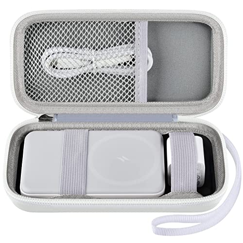 Case for Anker Magnetic Battery 10,000mAh Foldable Wireless Portable Charger, 633/622/621/321 5,000mAh Power Bank (MagGo) Holder, Storage for Baseus Power Delivery -Case Only (White, Medium) - color: White, size: Medium