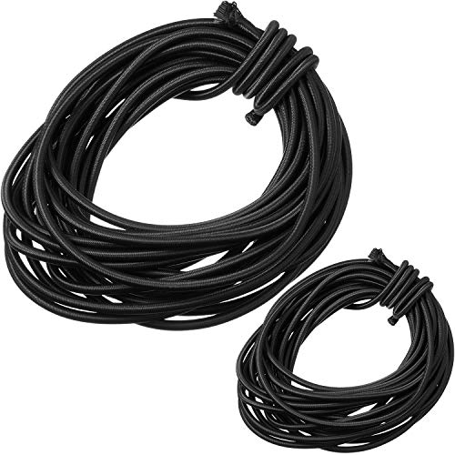 WILLBOND 1/8 Inch x 25 Feet and 1/4 Inch x 25 Feet Bungee Shock Cord, Elastic Nylon Cords Marine Kayak Heavy Stretch String Rope and Tie Down Trailer Strap (Black)
