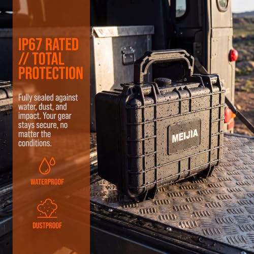 MEIJIA Portable All Weather IP67 Waterproof Protective Case, Hard Case,Camera Case With Customizable Foam,Fit Use of Drones, Cameras,Equipments (Black, 8.12x6.56x3.56inches) - color: Black, size: 8.12 x 6.56 x 3.56 inches