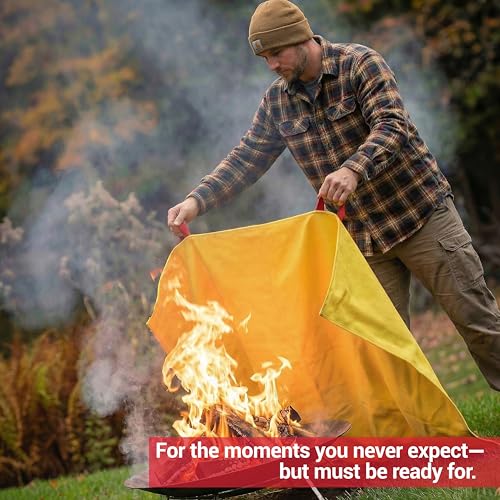 Emergency Fire Blanket, 40x40 Silicone-Coated UM9 Fiberglass 1612°F, 2-Pack - color: Silicone Coated Fiberglass