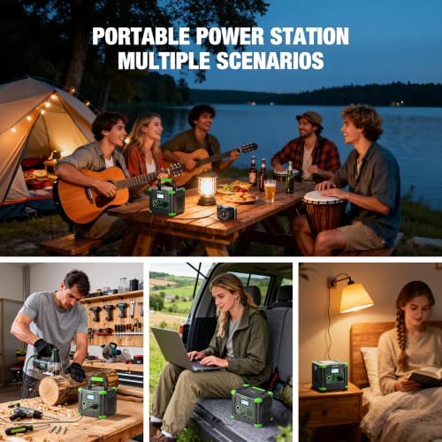 Portable Power Station 330W 288.6Wh Solar Generator Emergency Travel Backup - color: green