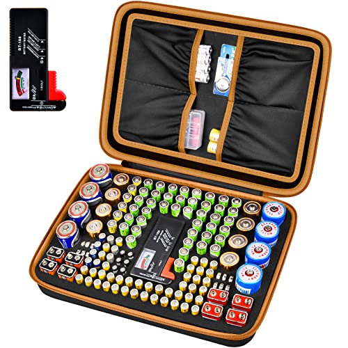 Comecase Battery Organizer Case for 140+ Batteries with Tester - size: large 140+batteries
