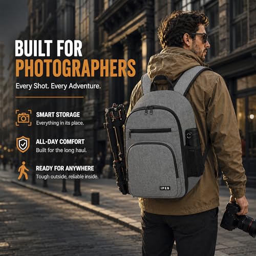 Camera Backpack for Photographers, Professional DSLR Camera Bag - color: Grey, size: Standard