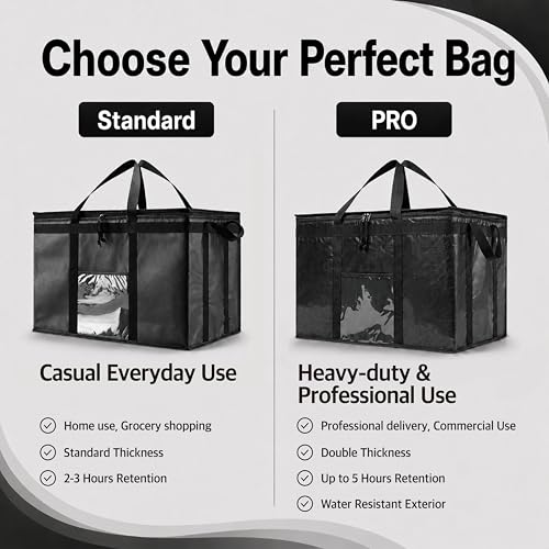 NZ home PRO Large Insulated Food Delivery Bag (2XL, Black, 1 Pack) - color: Black, size: 2XL (PRO)