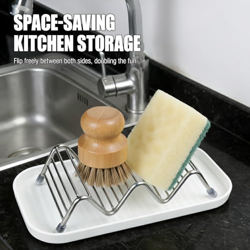 OZNER Wavy Soap Dish for Shower, 304 Stainless Steel Shampoo Bar Holder with Removable Drip Tray, Self Draining Quick Dry Bar Soap Holder for Shampoo Bars, Conditioner Bars & Soap, 1 Pack - size: M(7.4"*3.2")