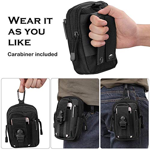 Utility Pouch Gadget Belt Waist Bag with Cell Phone Holder for Compact Carry Waist Pack - color: 1.Black