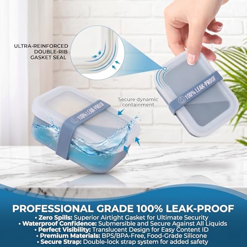 Compact Leakproof Travel Soap Case with Lid & Silicone Strap - Portable Draining Soap Bar Holder for Gym, Bathroom, Camping - Lightweight Silicone Soap Dish Container (Blue) - color: Blue