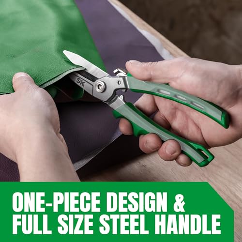SK 8" Heavy Duty Scissors All Purpose, Industrial Shears, CR-V Steel | Drop Forged Sharp Utility Scissors, with Safety Lock, Comfortable Grips - size: 8 Inch