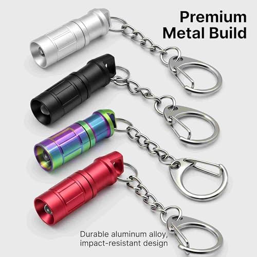 e1 Smallest Keychain Flashlight Tiny Mini Keychain Light Long-Lasting Safety Light for Everyday Carry Emergencies Outdoor Dog Walking Hiking Camping Nice Gift for Parents Kids - color: Black