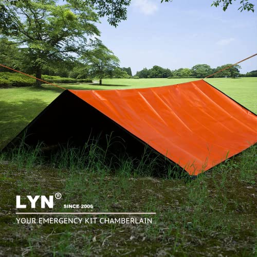 LYN Heavy Duty Emergency Blanket Survival Gear Waterproof Insulated Blanket Emergency Tarp for Camping, Hiking, Bushcraft - color: Orange Red