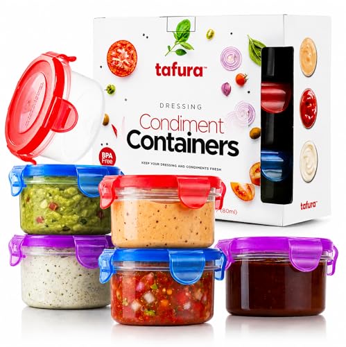 Tafura Dressing Containers, 6 Pack, 2.7 Oz, Leakproof BPA-Free Cups - color: 6 PACK - 2.7 OZ - MULTI COLOR