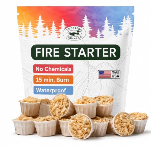 Superior Trading Fire Starter Pods in Resealable Packs - Fire Starters for Campfires, BBQ, Grill, Pit, Wood Stove & Charcoal Starter, 15-20-Min Burn, 30 Extra Large Pods, USA Made, Brown, 3.2 Lbs
