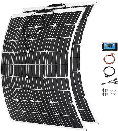 1000 Watt Solar Panel Kit, with Charge Controller(40A) 2pcs 500 Watt Flexible Monocrystalline Solar Panel kit Photovoltaic Module for 12-48V Battery Charging Car Battery Camper RV - color: Off-White