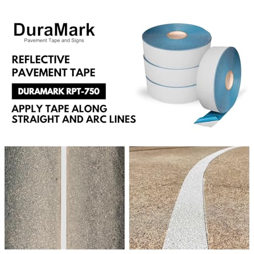 DuraMark RPT-750 Reflective Pavement Marking Tape, White, 3 in x 108 ft - color: White, size: 3 Inch x 108 Ft