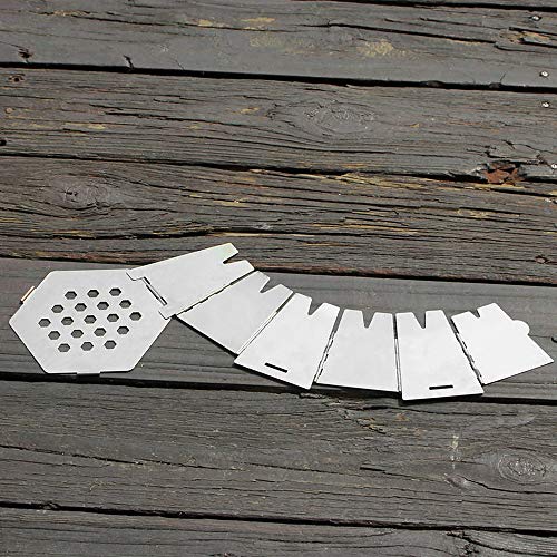 HUIOP Mini Folding Stainless Steel Hexagon Wood Stove - Portable Outdoor Camping Backpacking Cooking Stove