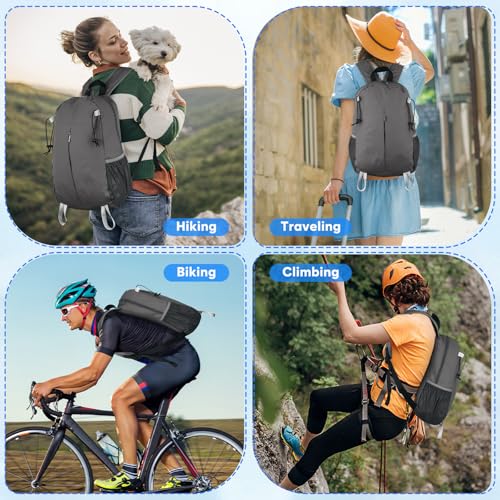 15L Lightweight Packable Hiking Daypack, Water Resistant Foldable Daypack for Travel Outdoor, Ultra Backpack for Men & Women (Gray) - color: Gray