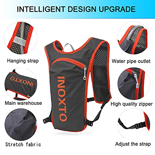 INOXTO Running Hydration Vest Backpack,Lightweight Insulated Pack with 1.5L Water Bladder Bag Daypack for Hiking Trail Running Cycling Race Marathon for Women Men - color: Gray orange