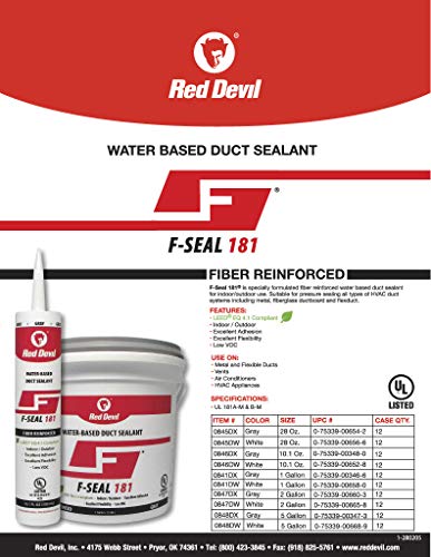 Red Devil 0841DW F-Seal 181 Fiber Reinforced Water Based Duct Sealant, 1 Gallon, White - color: White, size: 1 Gallon, style: 1 - Pack