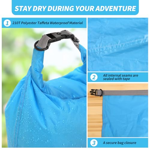 Dry Bag Set, Waterproof Small Lightweight Dry Bags for Paddle Board Kayaking, Fishing, Camping(Blue, 20L 2Pack) - color: Blue, size: 20L 2Pack