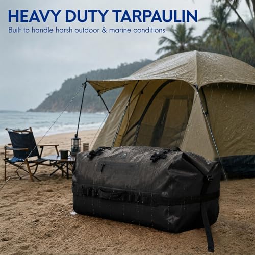 Haimont IPX7 Waterproof Roll-Top Dry Duffel Backpack | 60L/90L Sizes, 500D Tarpaulin, Welded Seams, Mesh Pockets, Boating & Kayaking - color: Black, size: 60L