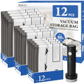 12 Pack Travel Vacuum Bags for Clothing with Rechargeable Wireless air Pump - size: 12 Combo Size (Blue)