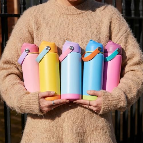 Fijinhom 24oz Insulated Stainless Steel Water Bottle, Wide Mouth Double Wall Vacuum, Silicone Straw, Sweat & Leak Proof, BPA Free Insulated Water Flask for Travel, Keep Cold 24h Hot 12h, Cherry - color: Cherry, size: 24 Ounces