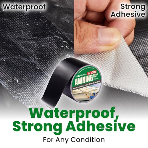 ECOHomes Awning, Tent & Canvas Repair Tape (Black, 3 Inch x 30 Feet) - color: Black, size: 3 Inch By 30 FT