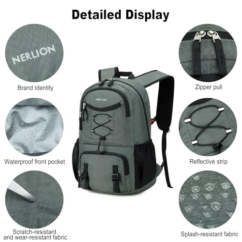 Nerlion Lightweight Foldable 35L Hiking Backpack Travel Backpack for Men Women Camping Waterproof Outdoor Hiking Daypack Backpack Dark Gray - color: Dark Gray