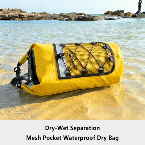 SHENDU 20L Waterproof Dry Bag - Roll-Top Backpack w/Waterproof Phone Case for Kayaking, Hiking, Camping, Boating, Beach Unisex (Yellow) - color: Yellow