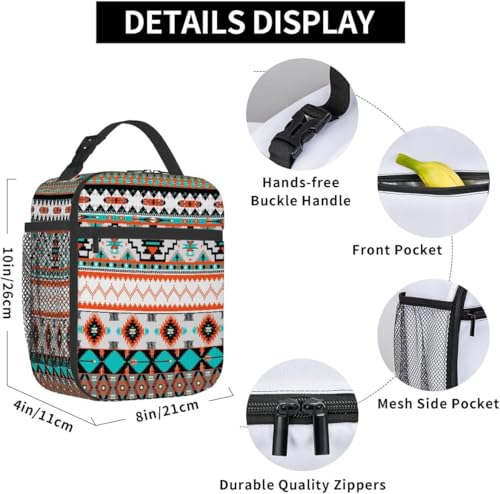 Pardick Aztec Pattern Tote Lunch Box Insulated Lunch Bag Tote Cooler Freezable Meal Prep Bag Waterproof Leakproof Cooler Lunch Container For Picnic Office - color: Aztec