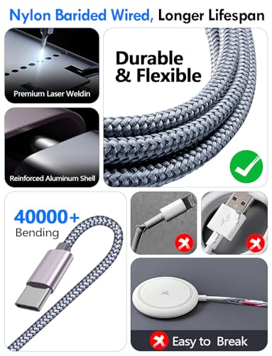 1Pack Travel Essentials for Apple Watch Charger,3-in-2 Multi Charging Cable | Cruise Vacation Camping Essentials for iPhone Charger,Type C/Lightning for iWatch,iPhone 17-12,Xbox Series X&S-4FT Gray - color: Gray, size: 1Pack-4FT
