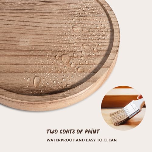 Round Decorative Tray Farmhouse Kitchen Decor Soap Dish 12" Brown | Waterproof, Lightweight, Easy Clean, Wood Riser Pedestal Stand Accessories for Office Desk, Vanity, Counter, Sink - color: Brown, size: 12"
