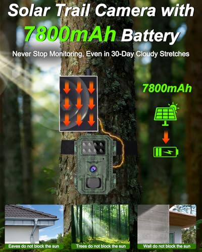 Vatony 4G Cellular Trail Camera-with 4K 48MP Wide Angle 120 Degree,Night Vision up to 100FT, Solar Powered Hunting Camera with SD Storage, IP68 Waterproof, Motion Activated Wildlife Camera
