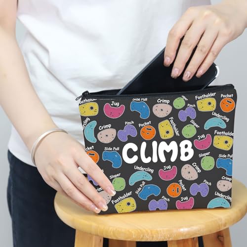 MNIGIU Rock Climber Gift for Women Rock Climbing Cosmetic Bag Climb Gift Rock Climbing Bouldering Lover Gift (Climb Black Bag) - color: climb makeupbga