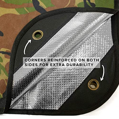 Arcturus Insulated Tarp, Reusable Heavy Duty Thermal Survival Blanket – 60x82in, Reflects 90% Body Heat, Waterproof, Windproof, 3-Layer Design, Reinforced Grommets, Woodland Camo - color: Camo