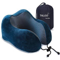 TALLGO Travel Pillow, Best Memory Foam Neck Pillow Head Support Soft Pillow for Sleeping Rest, Airplane Car & Home Use (Dark Blue) - color: Dark Blue