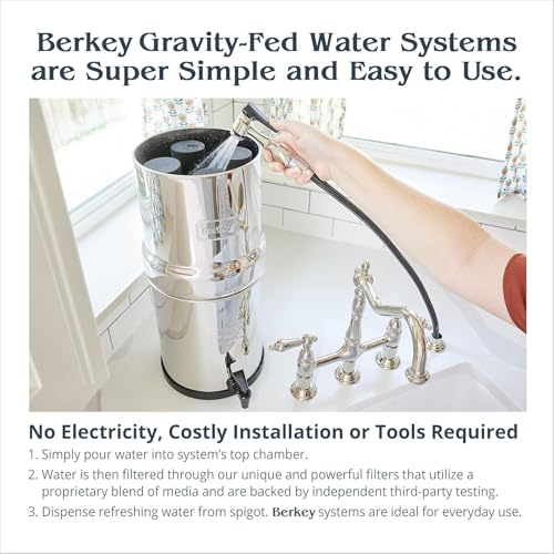 Crown Berkey Gravity-Fed Stainless Steel Countertop Water Filter System 6 Gallon with 2 Authentic Black Berkey Elements BB9-2 Filters