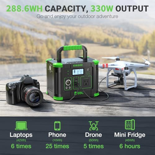EBL 330W Portable Power Station 288.6Wh Power Supply for Outdoor & Home - color: Green