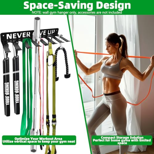 Home Gym Accessories Organization Storage Rack Equipment For Home 8 Hook Wall Hanger Display Gear Barbells Resistance Bands Jump Ropes Lifting Belt Hanger Accessories Hardware Included - color: Never