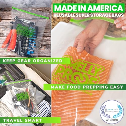 SMELLY PROOF Bulk XXL Reusable Food Storage Bags, Reusable Freezer Bags, Reusable Bag for Tools, Craft, Clothing Storage, Made in US, Dishwasher-Safe, BPA FREE, NO PEVA, 2-Gallon - 12" x 16” - 50-Pk - size: 50pk XXL 12x16" 2-Gallon