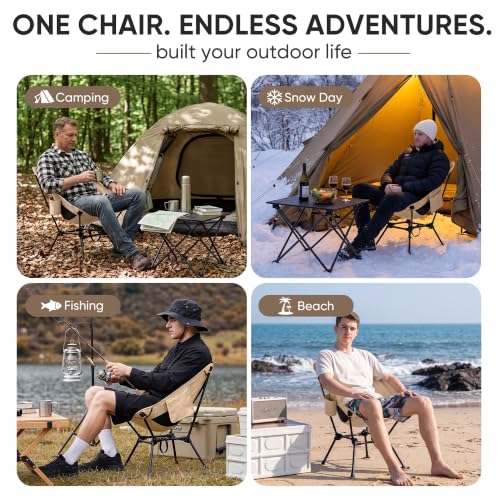 Ultralight Camping Chair for Adults, 3.6 lb Portable Seat, 350 lb Capacity - color: Brown