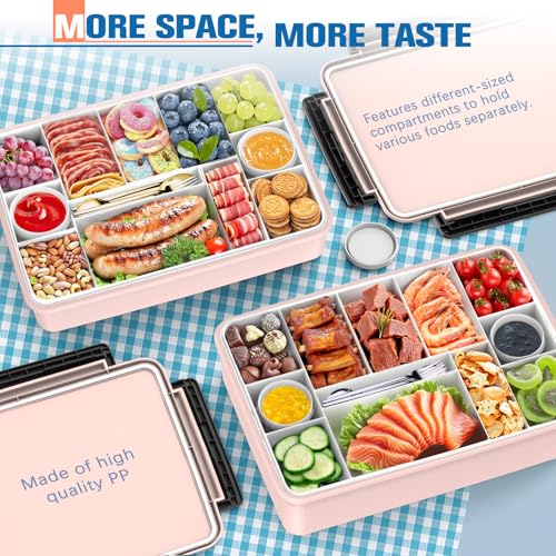 Chilled Portable Snackle Box Container with Ice Pack, Beach Essentials for Summer, Divided Serving Tray with Insulated Bag, Snack Containers for Road Trip Charcuterie Snack Picnic, Peony - color: Peony