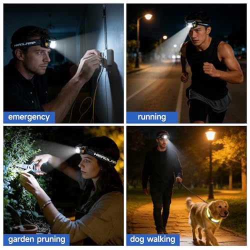 2 Sets High-End Comfortable Camping & Work Headlamp, Long Endurance Lighting 12 Hours, 1000+ LM High Brightness, IPX5 Waterproof, Suitable For Fishing, Running, Maintenance And Other Scenarios