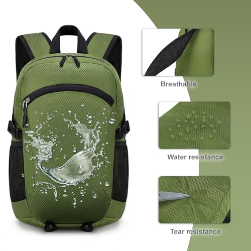 Lightweight Hiking Backpack 18L Packable Foldable Small Daypack Collapsible Travel Bag Water-Resistant for Women Men (Green) - color: Green, size: Small