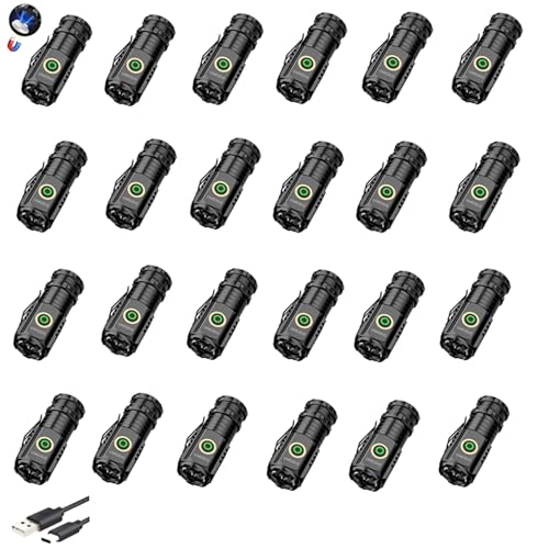 UNROEVS 24 Packs Mini Flashlights Bulk 2550 Lumens USB C Rechargeable | Super Bright Small Flashlight with Magnetic Base&Clip,Portable EDC Pocket Flash Light for Home,Emergency - size: F