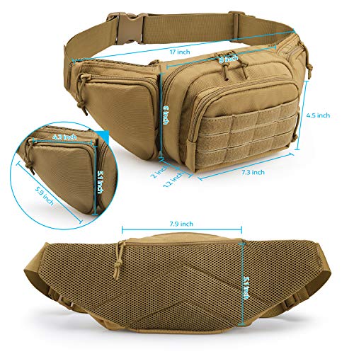 Tactical Fanny Pack Gun Holster for Men, Adjustable Waist Bag Zippered Pockets, Everyday Hip Pouch for Workout Travel Outdoor Running Hunting (Coyote Brown) - color: Coyote Brown