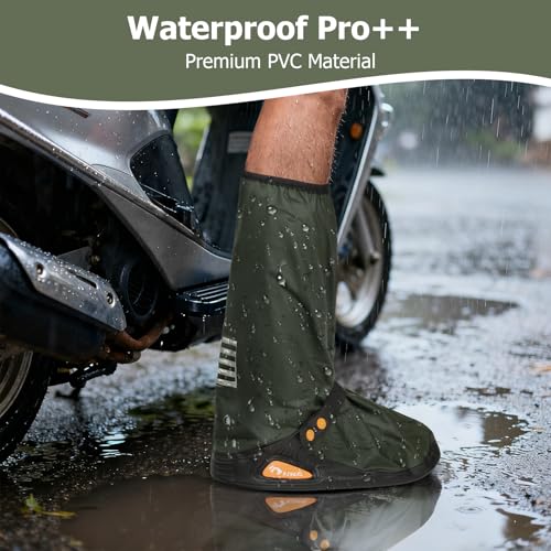 IwIeIaIrI PVC Waterproof Rain Boot Covers with Safety Reflector, Green, 2XL - color: Green, size: Extra Extra Large